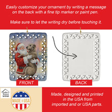 Load image into Gallery viewer, Irish Wolfhound with Santa Claus Porcelain Ornament