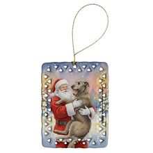 Load image into Gallery viewer, Irish Wolfhound with Santa Claus Porcelain Ornament