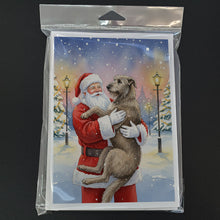 Load image into Gallery viewer, Irish Wolfhound with Santa Claus Greeting Cards Pack of 8