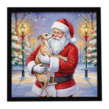 Load image into Gallery viewer, Italian Greyhound with Santa Claus Framed Metal Print