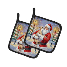 Load image into Gallery viewer, Italian Greyhound with Santa Claus Pair of Pot Holders