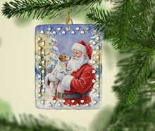 Load image into Gallery viewer, Jack Russell Terrier with Santa Claus Porcelain Ornament