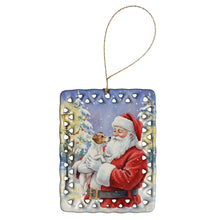 Load image into Gallery viewer, Jack Russell Terrier with Santa Claus Porcelain Ornament