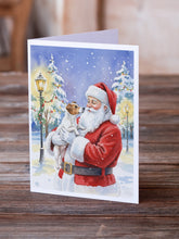 Load image into Gallery viewer, Jack Russell Terrier with Santa Claus Greeting Cards Pack of 8