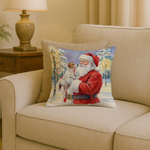 Load image into Gallery viewer, Jack Russell Terrier with Santa Claus Throw Pillow