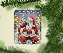 Load image into Gallery viewer, Japanese Chin with Santa Claus Porcelain Ornament