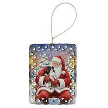 Load image into Gallery viewer, Japanese Chin with Santa Claus Porcelain Ornament
