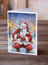 Load image into Gallery viewer, Japanese Chin with Santa Claus Greeting Cards Pack of 8