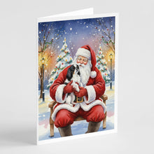 Load image into Gallery viewer, Japanese Chin with Santa Claus Greeting Cards Pack of 8