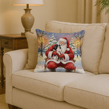 Load image into Gallery viewer, Japanese Chin with Santa Claus Throw Pillow