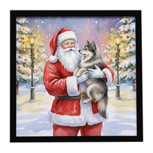 Load image into Gallery viewer, Keeshond with Santa Claus Framed Metal Print