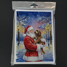 Load image into Gallery viewer, Chocolate Labradoodle with Santa Claus Greeting Cards Pack of 8