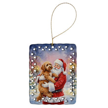 Load image into Gallery viewer, Labradoodle with Santa Claus Porcelain Ornament