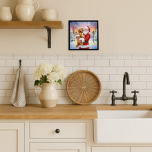 Load image into Gallery viewer, Labradoodle with Santa Claus Framed Metal Print