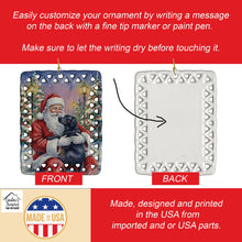 Load image into Gallery viewer, Black Labrador Retriever with Santa Claus Porcelain Ornament