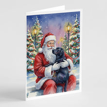 Load image into Gallery viewer, Black Labrador Retriever with Santa Claus Greeting Cards Pack of 8
