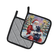Load image into Gallery viewer, Black Labrador Retriever with Santa Claus Pair of Pot Holders