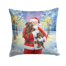 Load image into Gallery viewer, Chocolate Labrador Retriever with Santa Claus Throw Pillow