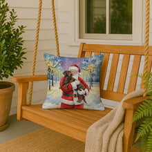 Load image into Gallery viewer, Chocolate Labrador Retriever with Santa Claus Throw Pillow