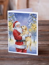 Load image into Gallery viewer, Yellow Labrador Retriever with Santa Claus Greeting Cards Pack of 8