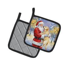 Load image into Gallery viewer, Yellow Labrador Retriever with Santa Claus Pair of Pot Holders