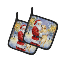 Load image into Gallery viewer, Yellow Labrador Retriever with Santa Claus Pair of Pot Holders