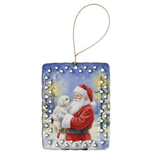 Load image into Gallery viewer, Maltese with Santa Claus Porcelain Ornament