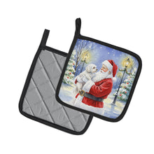 Load image into Gallery viewer, Maltese with Santa Claus Pair of Pot Holders