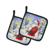 Load image into Gallery viewer, Maltese with Santa Claus Pair of Pot Holders