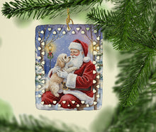 Load image into Gallery viewer, Maltipoo with Santa Claus Porcelain Ornament