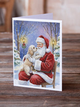 Load image into Gallery viewer, Maltipoo with Santa Claus Greeting Cards Pack of 8