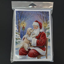 Load image into Gallery viewer, Maltipoo with Santa Claus Greeting Cards Pack of 8