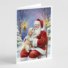 Load image into Gallery viewer, Maltipoo with Santa Claus Greeting Cards Pack of 8