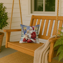 Load image into Gallery viewer, Maltipoo with Santa Claus Throw Pillow