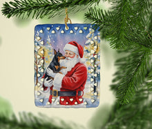 Load image into Gallery viewer, Manchester Terrier with Santa Claus Porcelain Ornament