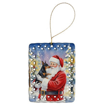 Load image into Gallery viewer, Manchester Terrier with Santa Claus Porcelain Ornament