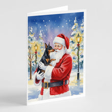 Load image into Gallery viewer, Manchester Terrier with Santa Claus Greeting Cards Pack of 8