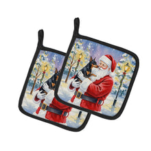 Load image into Gallery viewer, Manchester Terrier with Santa Claus Pair of Pot Holders