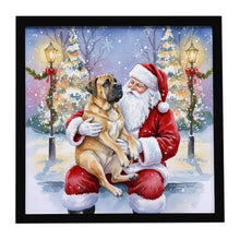 Load image into Gallery viewer, Mastiff with Santa Claus Framed Metal Print
