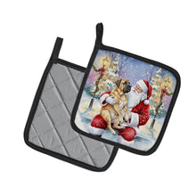 Load image into Gallery viewer, Mastiff with Santa Claus Pair of Pot Holders