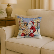 Load image into Gallery viewer, Mastiff with Santa Claus Throw Pillow