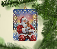 Load image into Gallery viewer, Red Miniature Pinscher with Santa Claus Porcelain Ornament