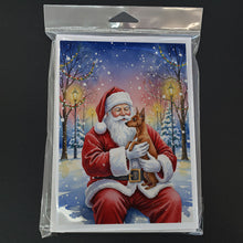 Load image into Gallery viewer, Red Miniature Pinscher with Santa Claus Greeting Cards Pack of 8