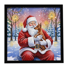 Load image into Gallery viewer, Red Miniature Pinscher with Santa Claus Framed Metal Print