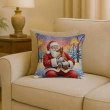 Load image into Gallery viewer, Red Miniature Pinscher with Santa Claus Throw Pillow
