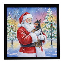 Load image into Gallery viewer, Miniature Pinscher with Santa Claus Framed Metal Print