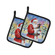 Load image into Gallery viewer, Miniature Pinscher with Santa Claus Pair of Pot Holders