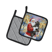 Load image into Gallery viewer, Newfoundland with Santa Claus Pair of Pot Holders