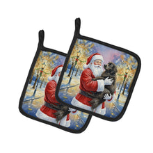 Load image into Gallery viewer, Newfoundland with Santa Claus Pair of Pot Holders