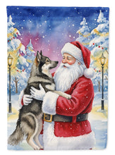 Load image into Gallery viewer, Norwegian Elkhound with Santa Claus House Flag